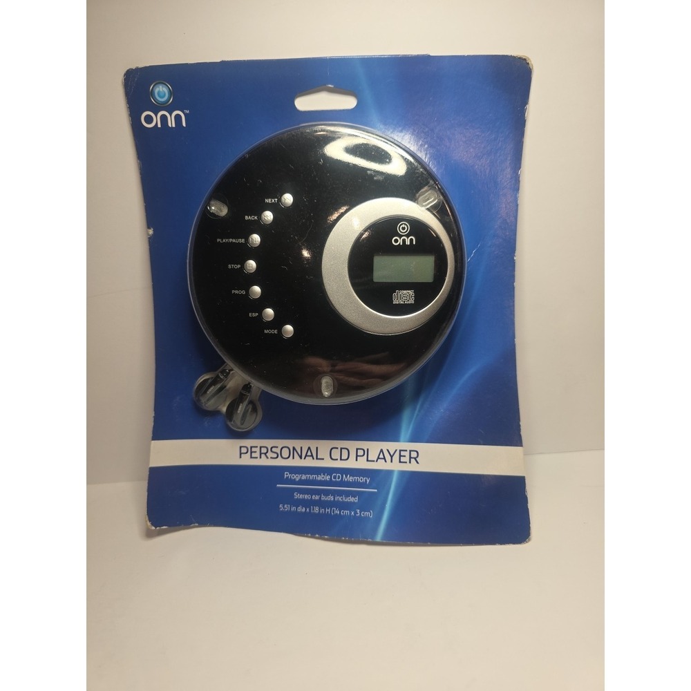 NEW Onn Black Personal CD Player Factory Sealed With Headphones Factory Sealed